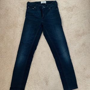 women’s slim leg dark blue denim jeans